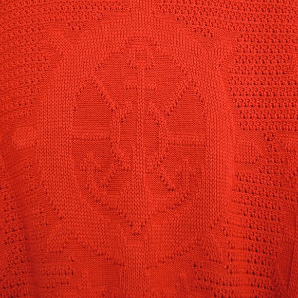 4/$25 Vintage Red Short Sleeve Crew Neck Sweater Nautical Ship Wheel & Anchor - Picture 3 of 7